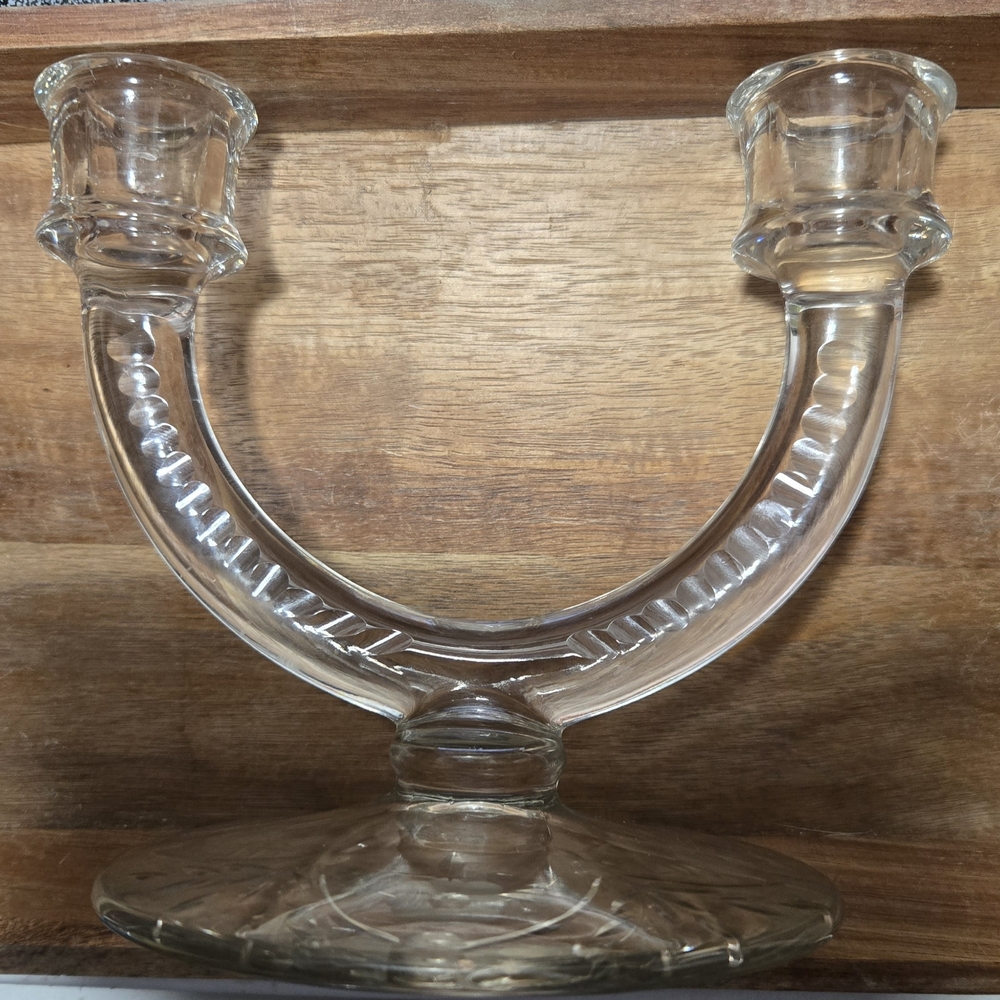 Anchor Hocking Dual Clear Glass Candle Holder